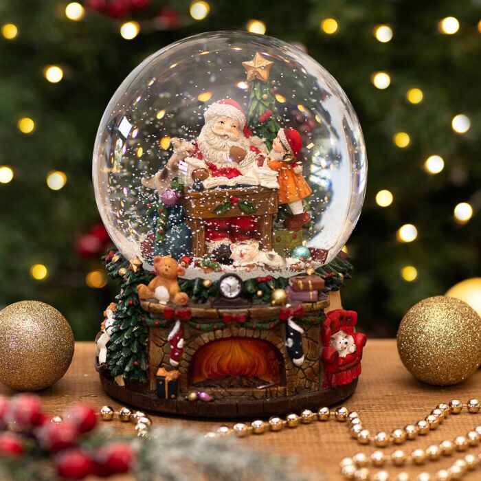 Gisela Graham Nostalgic Santa on Chimney - Snow Dome